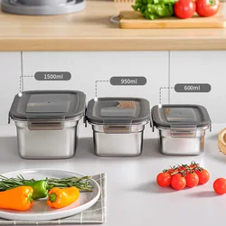 Airtight 304 Stainless Steel Food Storage Contaniner Portable Lunch Box Refrigerator Sealed Crisper Picnic Food Metal Bento Box