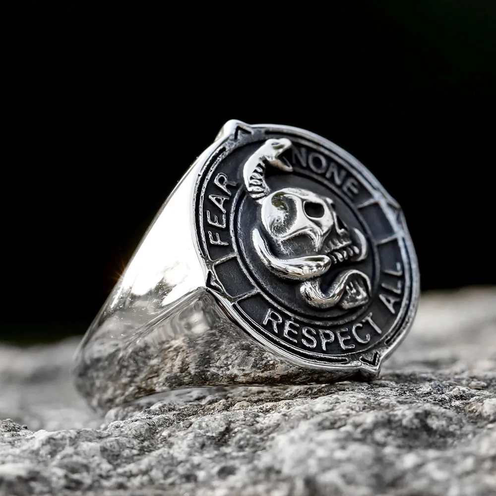 2023 NEW Men\'s 316L stainless-steel rings Viking Punk Rock Gothic skull ring witn snake fashion Jewelry for gift free shipping