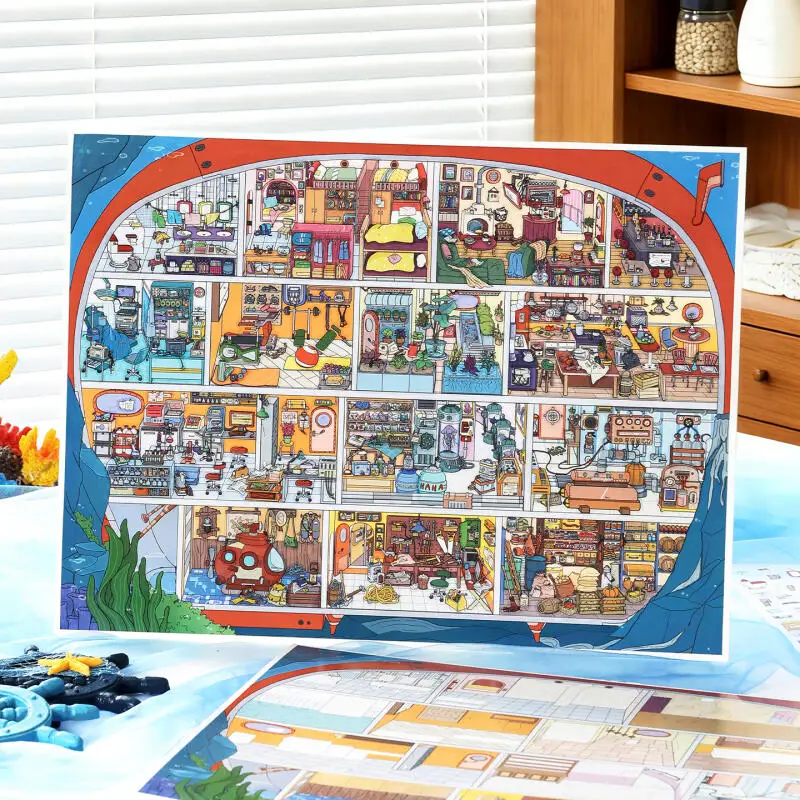 

Card Lover 4 Pcs [Deep Sea Chamber Series] 3D Landscape Sticker Waterproof Lab Warehouse Theme Journaling Scrapbook Supply