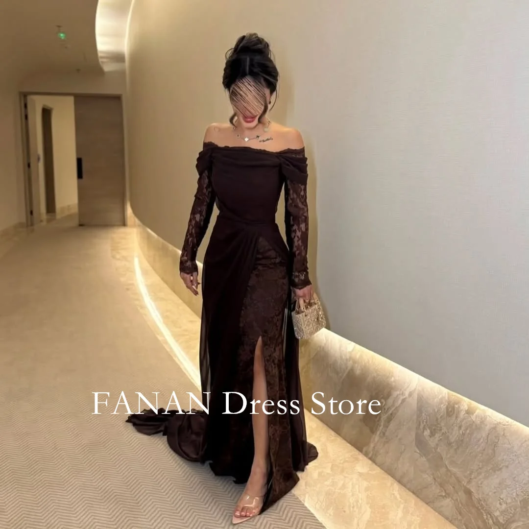 Colavis Asta Customized Brown Prom Dress Wedding Evening Dresses Performance Mermaid Off-Shoulder Party Dress Evening Gowns