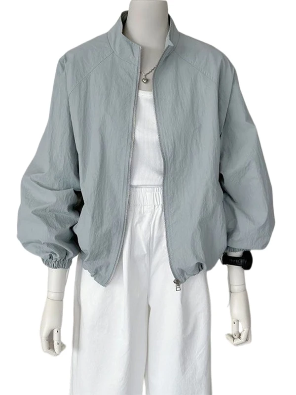 Feminino plus size zíper frontal ort Svel cardigan respirável longo sve cor pura primavera outono faion outerwear