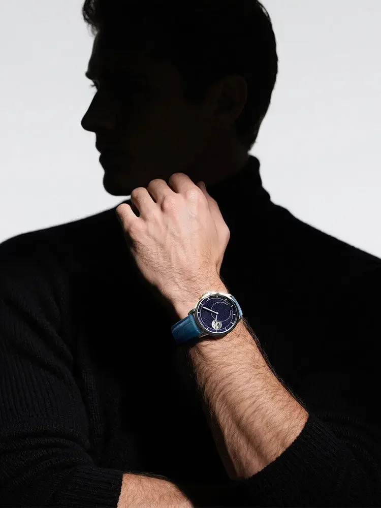 2026 Latest Men's Mechanical Watch Original Astronomer Mechanical Watch Men's Moon Phase Natural Blue Sandstone Watch