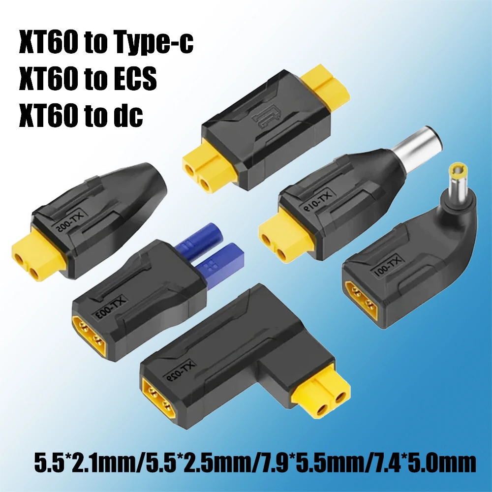 Type-c DC Male Female No Wire Connector Plug Adapter 55*25 5521 7406 7909 to XT60 Connector XT60 Male Female to EC5 Female Plug