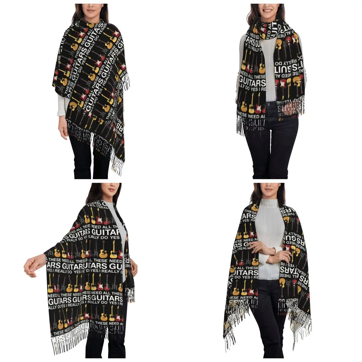 Yes I Really Do Need All These Guitars Scarf Tassel Scarves for Women Soft Warm Shawls and Wraps Long Fall Winter Shawl Wrap