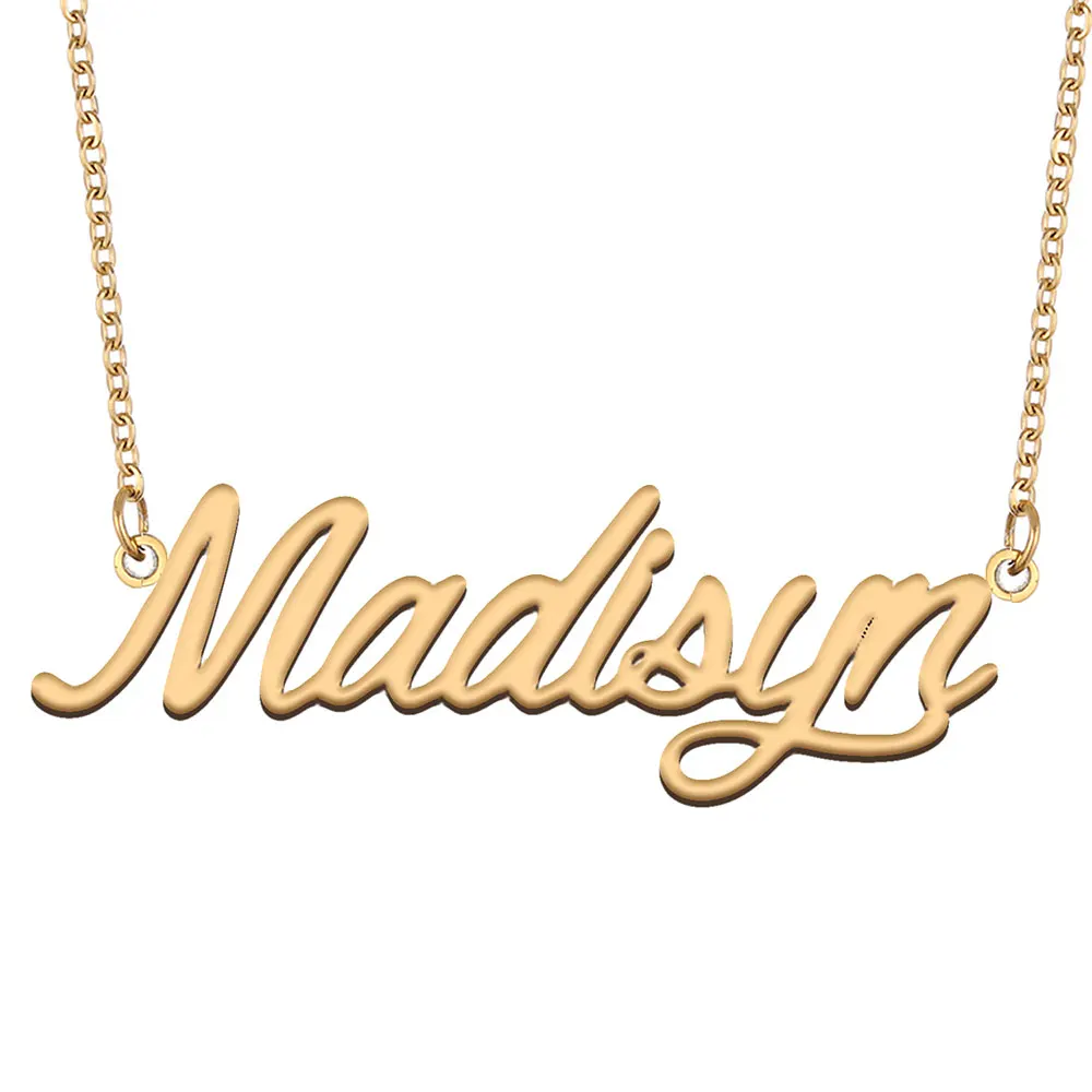 

Madisyn Name Necklace for Women Stainless Steel Jewelry Gold Color Nameplate Pendant Collares Para Mujer Letters Choker