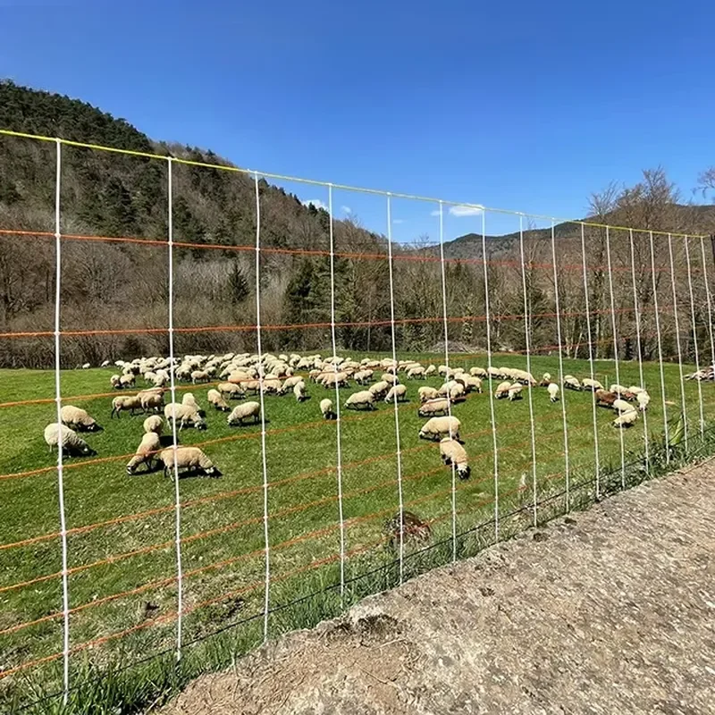 Portable Electric Fence Netting for Sheep Goat Poultry Deer/25m 50m Reusable Portable Mesh Fencing with Posts for Farm Garden