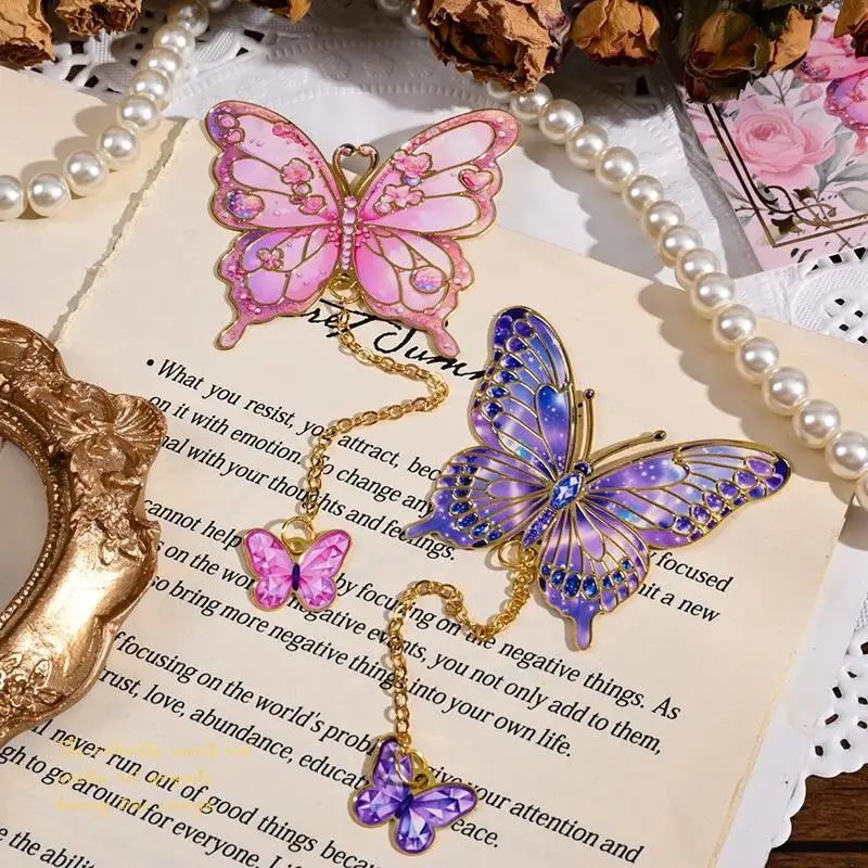 Student Lesen Buch Clip Vintage Schmetterling Fan Metall Lesezeichen Hohle Blume Malerei Lesezeichen Für Buch Liebhaber Leser Geschenke