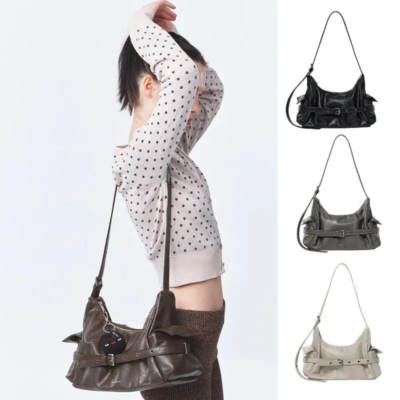 Fashionable Large Capacity Diagonal Bag Samoondoh Women's Motorcycle Bag Single Shoulder Crossbody Bag Trendy Spring Summer N...