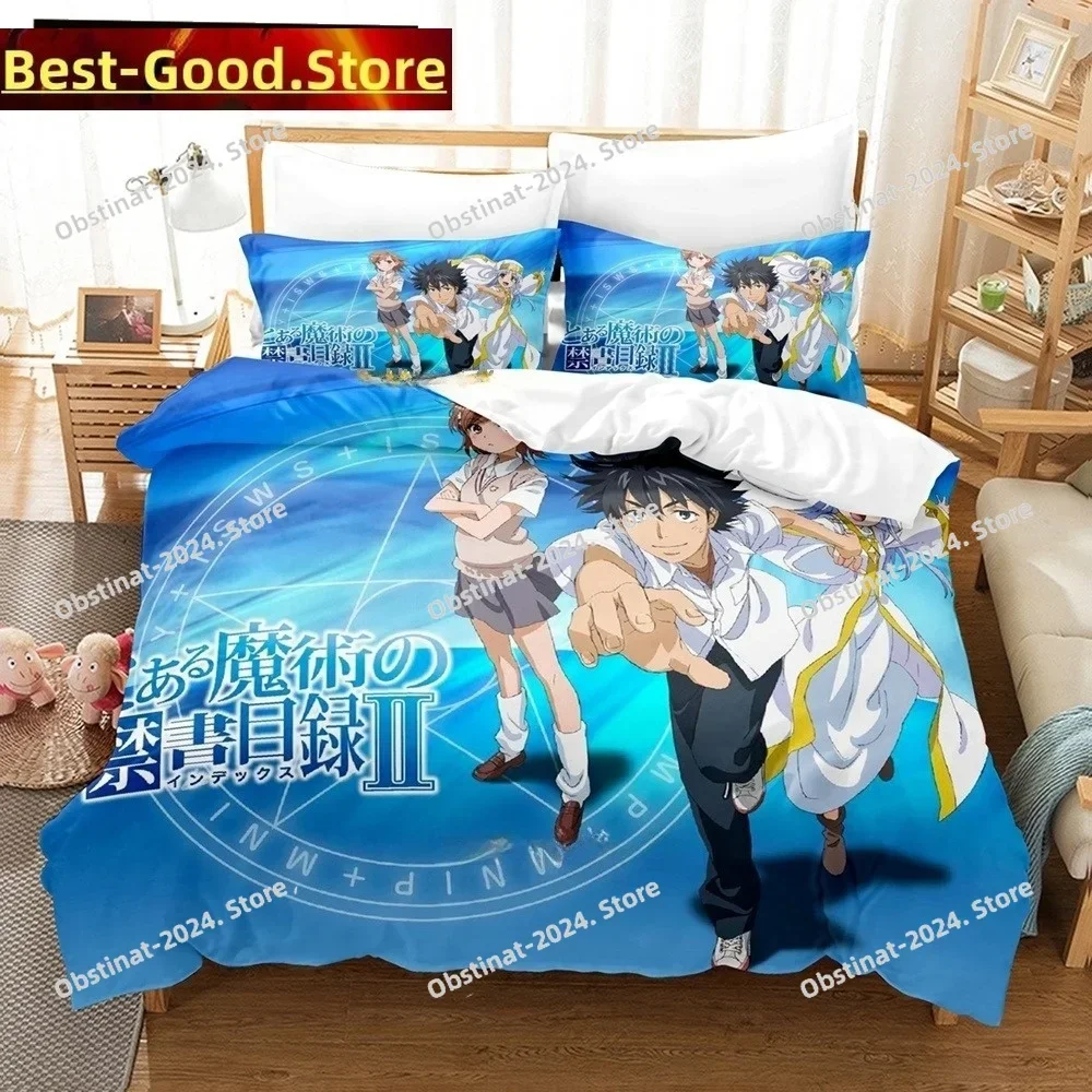 

3D Anime A Certain Magical Index Bedding Set Printed single Comforter Quilt Bed Cover Pillow Case 3 Pieces Sets Kids Adult Size