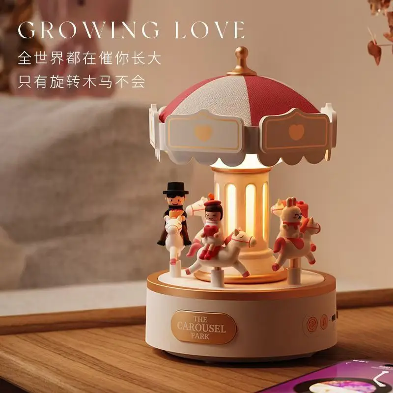 

Carousel Music Box Ornament Highend Senior Sense Girl's Birthday Gift Girlfriends Children's Bedside Nightlight Decoration