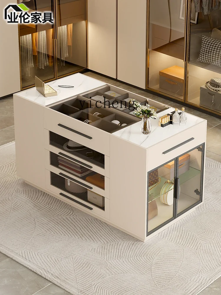 LYY  Light Luxury Cloakroom Jewelry Middle Island Table Cabinet Component Wardrobe Display Cabinet