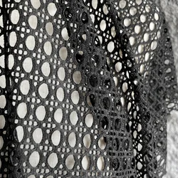 Black Circular Hollow Texture Fabric Creative DIY Background Fabric Decorative Pants Jacket Clothing Designer Fabric