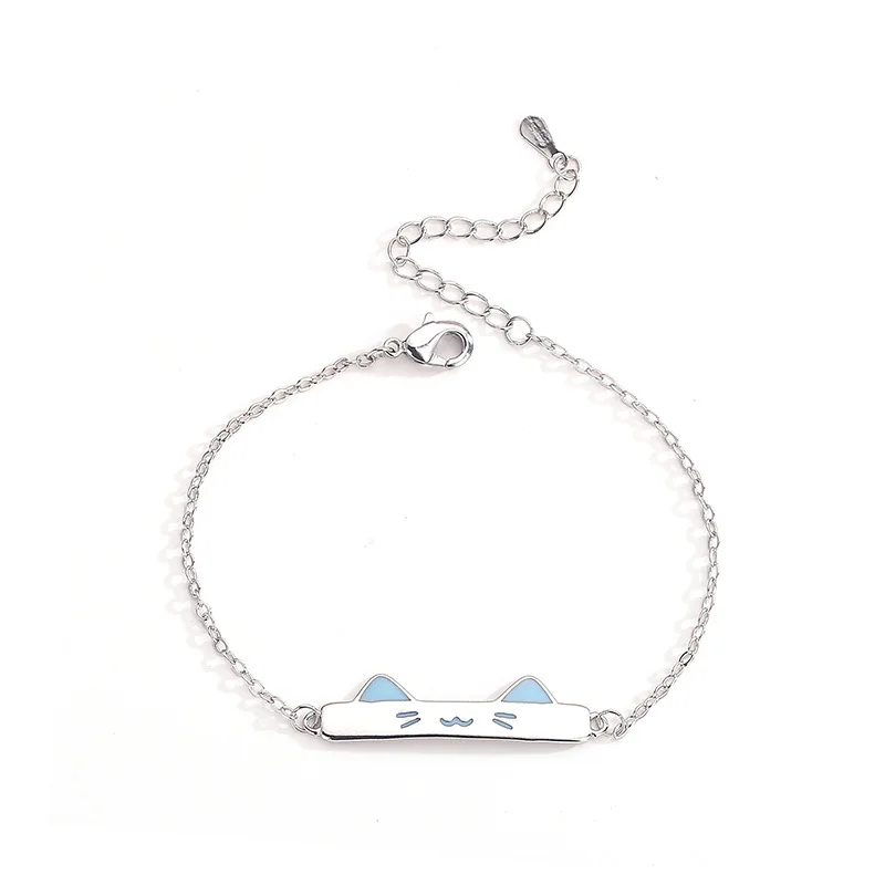 

925 Sterling Silver Cat Dog Couple Bracelet Set Adjustable Matching Jewelry for Boys Girls with Gift Valentine's Day Gift