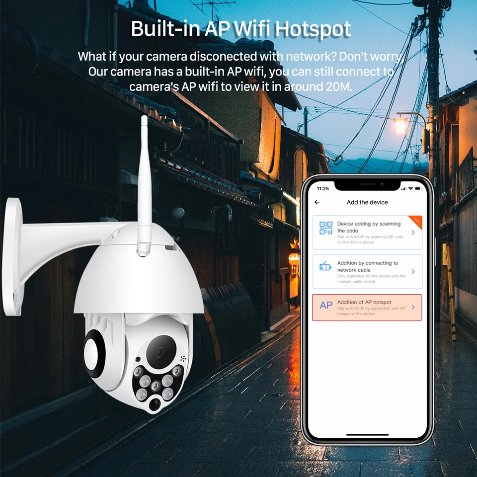 Imagem -04 - Câmera de Vigilância Ptz ip Dome 1080p hd Ptz Wi-fi Câmera de Segurança Cctv ao ar Livre Zoom 4x Impermeável Velocidade Dome sem Fio com Aplicativo Ycc365 Plus App