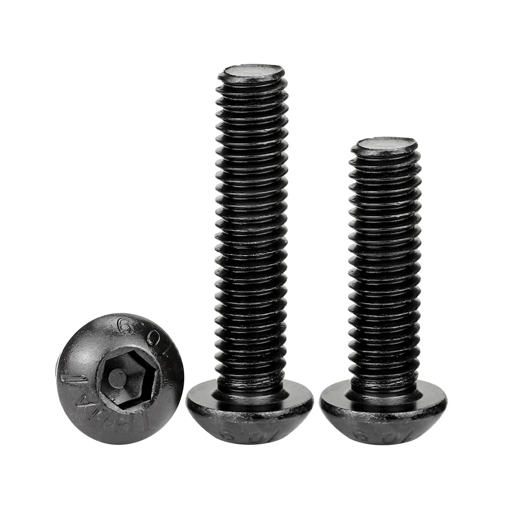 Yiqianyuan 0# to10# UNC UNF 1/8'' 5/32'' 3/16'' BSW ISO7380 Grade 10.9 Alloy Steel Hex Socket Button Head Screws Mushroom Bolts