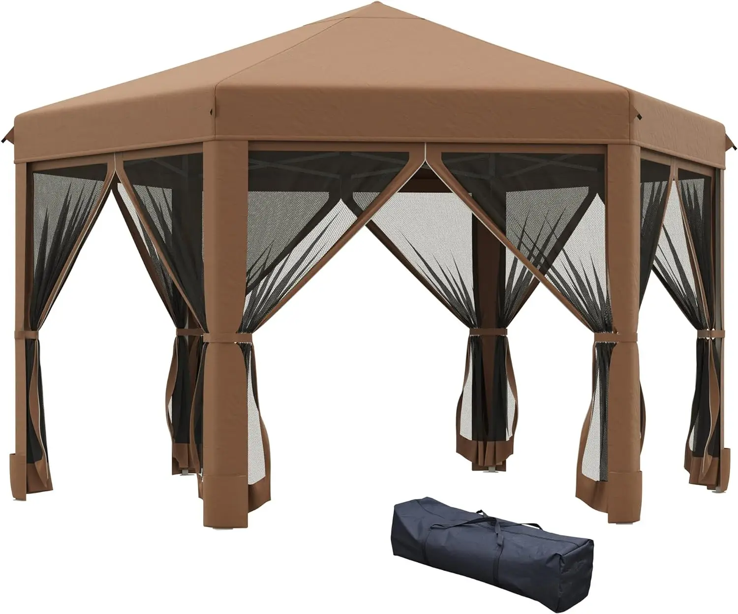 

Gazebo, Heavy Duty Outdoor Canopy Tent with 6 Mesh Sidewall Netting