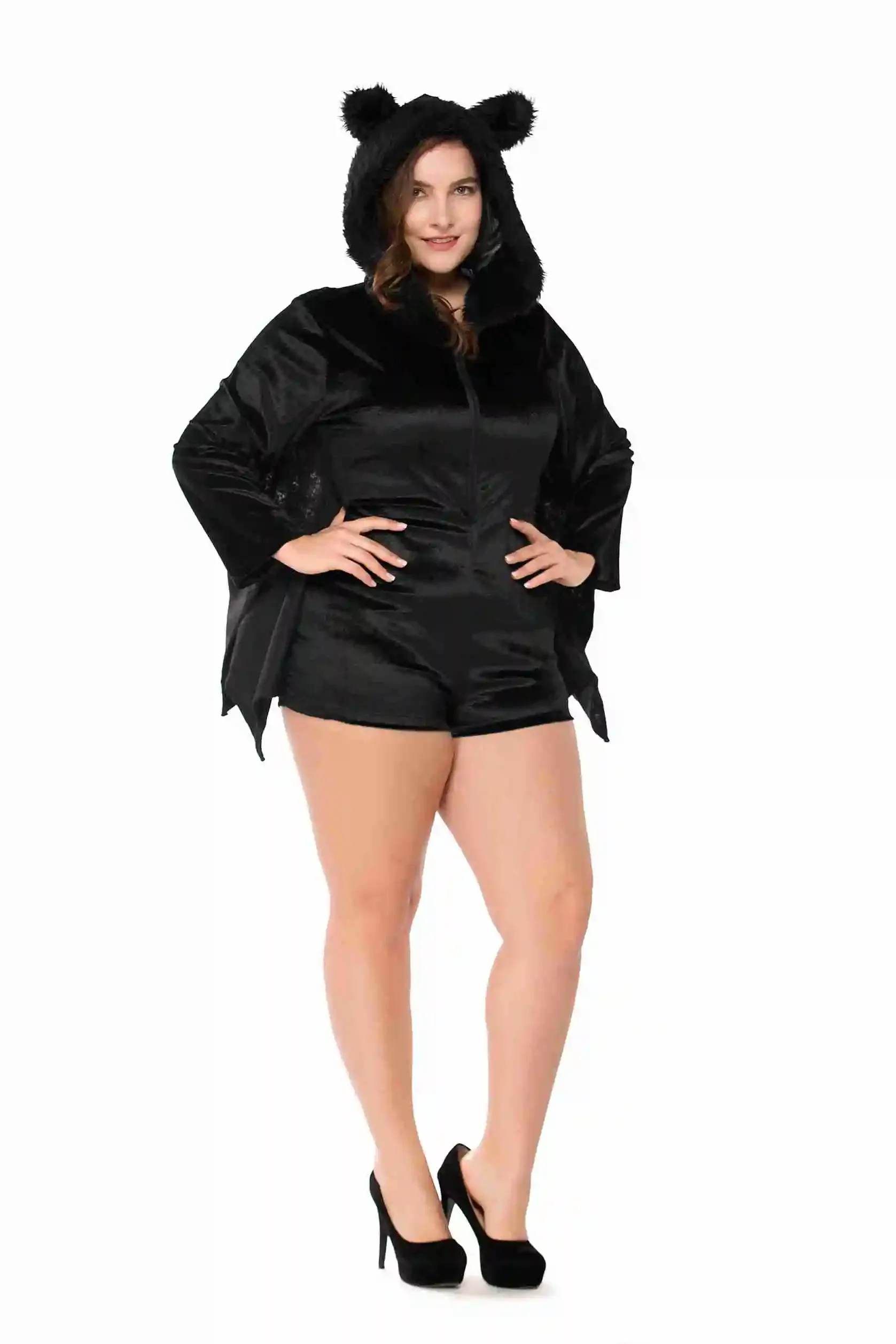 Cool Club Party Cape Shawl Todo en disfraz de Halloween para adultos de murciélago negro con sombrero