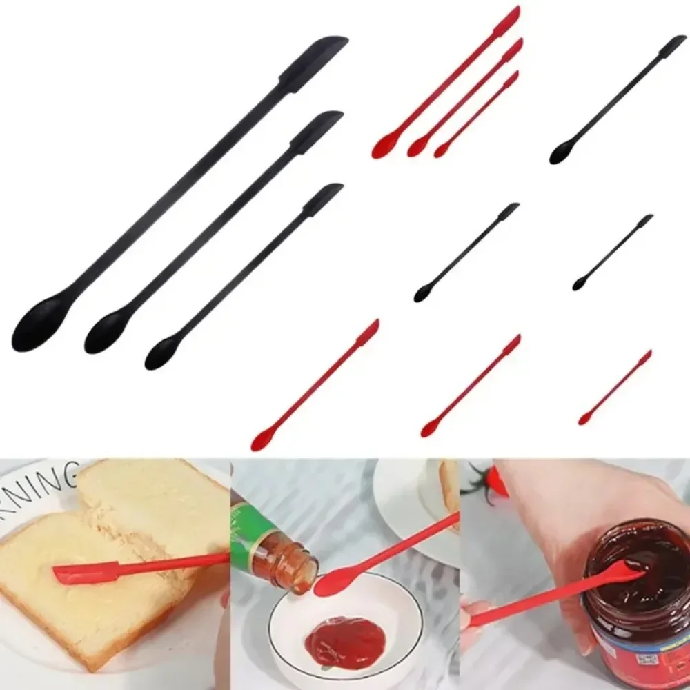 3pc Silicone Spatula Heat Resistant Long Handle Dual-Ended Scraper Kitchen Gadget for Cake Cream Jam Scrape Wax Cosmetics Spoon