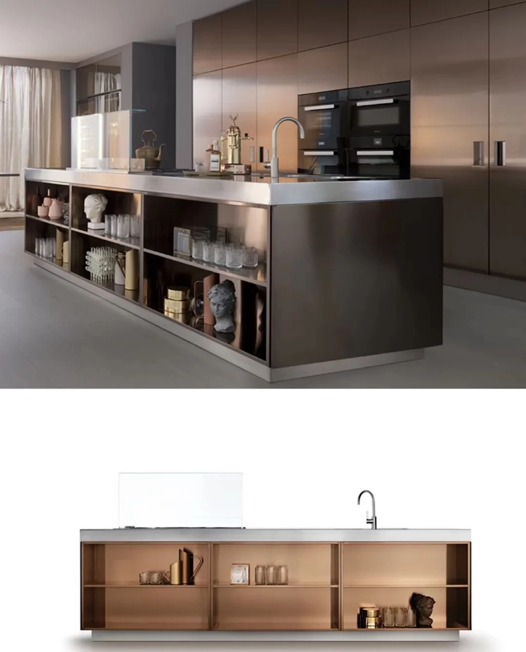 High-strength And Durable Open Storage Island Wooden Cabinet Kitchen