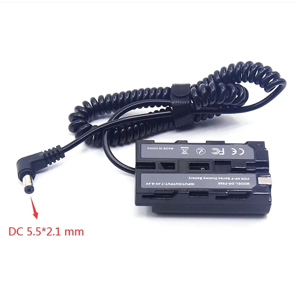 NP-F NP F550 Dummy Battery DC 5.5 X 2.1MM Male Plug Spring Cable Coupler for Sony HXR-NX5 HXR-NX100 PXW-Z150 NEX-FS100 AC-VL1