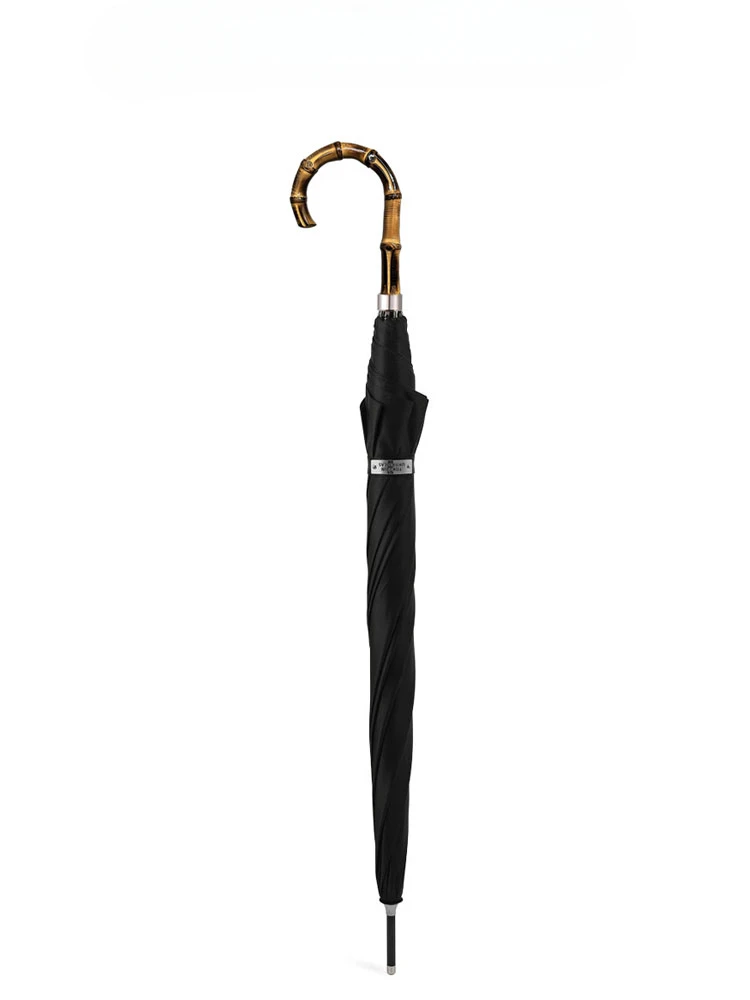 Foxrain British retro gentleman noble umbrella bamboo curved handle long handle straight umbrella luxury Haute Couture logo