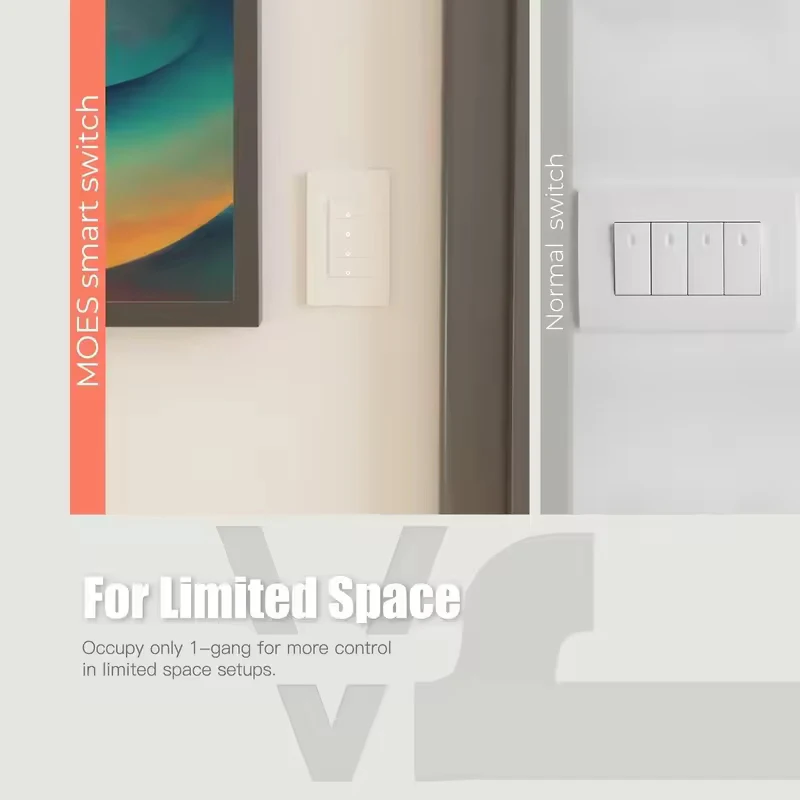 MOES Tuya ZigBee Smart Light Switch US Push Button Wall Switch Work With Alexa Google Home Neutral Wire/No Neutral Wire Required