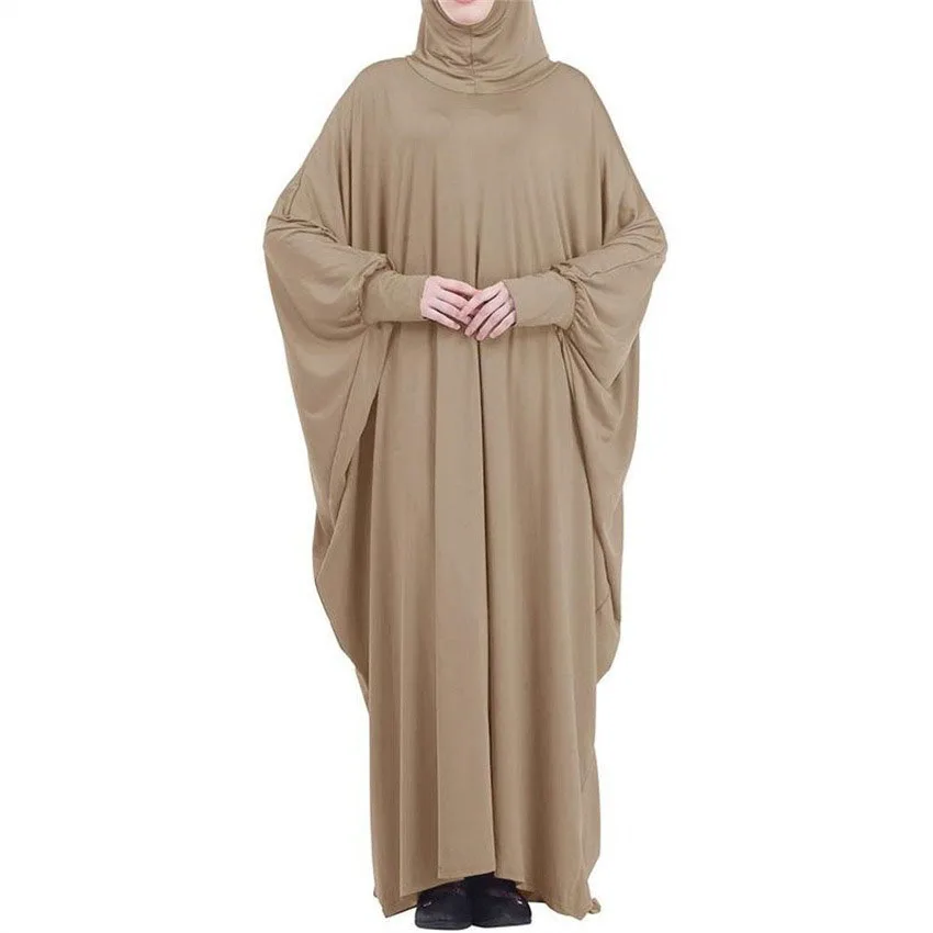 Muslimische Abaya mit Kapuze, Smockärmel, einteiliges Gebetskleid, Damen, Jilbab, islamische Kleidung, Dubai, Saudi-Arabien, schwarze Robe, türkische Bescheidenheit