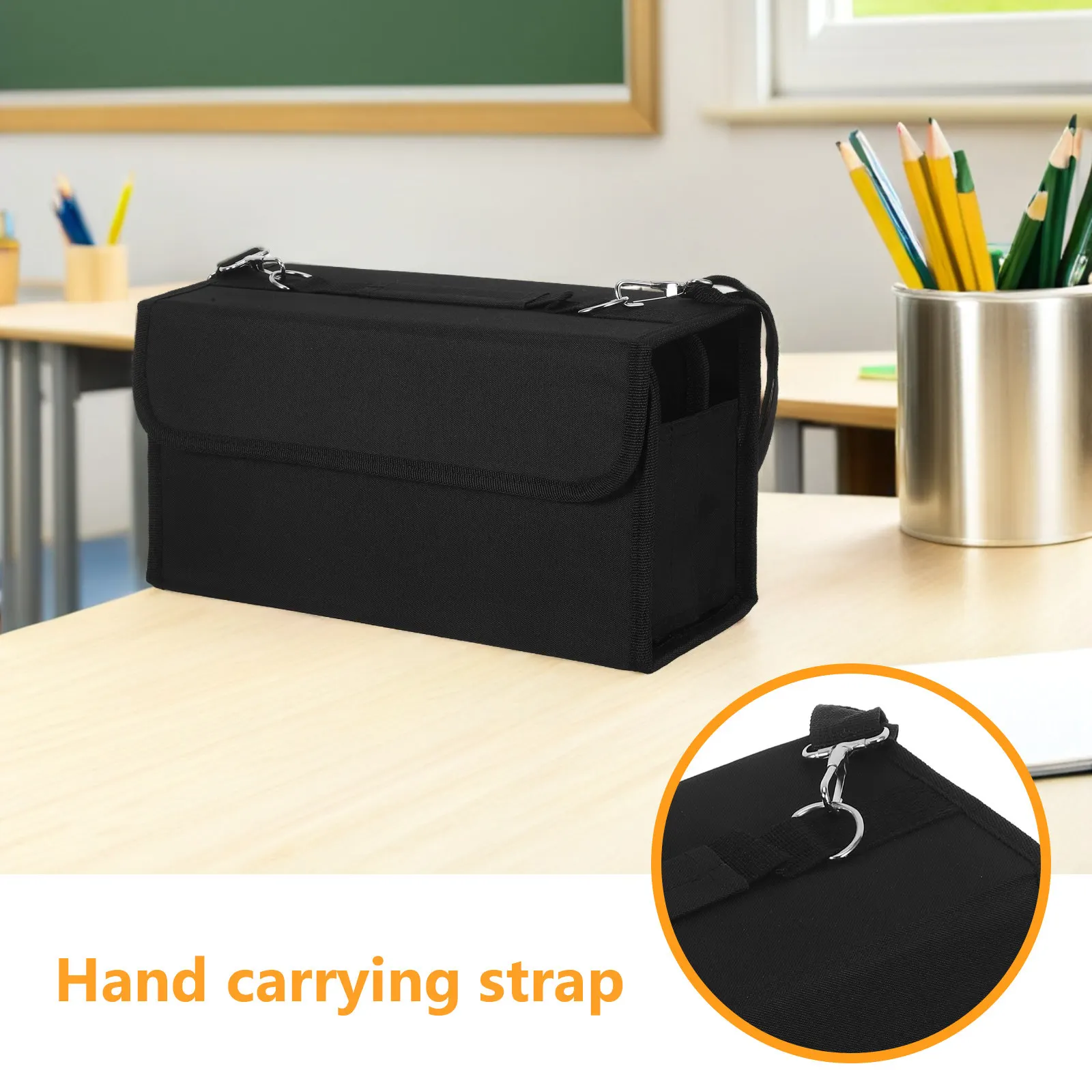 80-Slot Marker Carrying Bag Heavy-Duty Fabric Vertical Storage Pouch for Highlighters Lipscense Tubes Fat Brushes Ideal Art