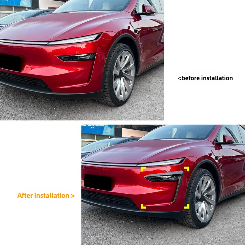 ل تسلا نموذج Y العرعر 2025 2024 الجبهة الضباب مصباح الرياح سكين المفسد ABS الكربون نظرة شفرة الكسوة ضوء الحاجب الغطاء الواقي #4