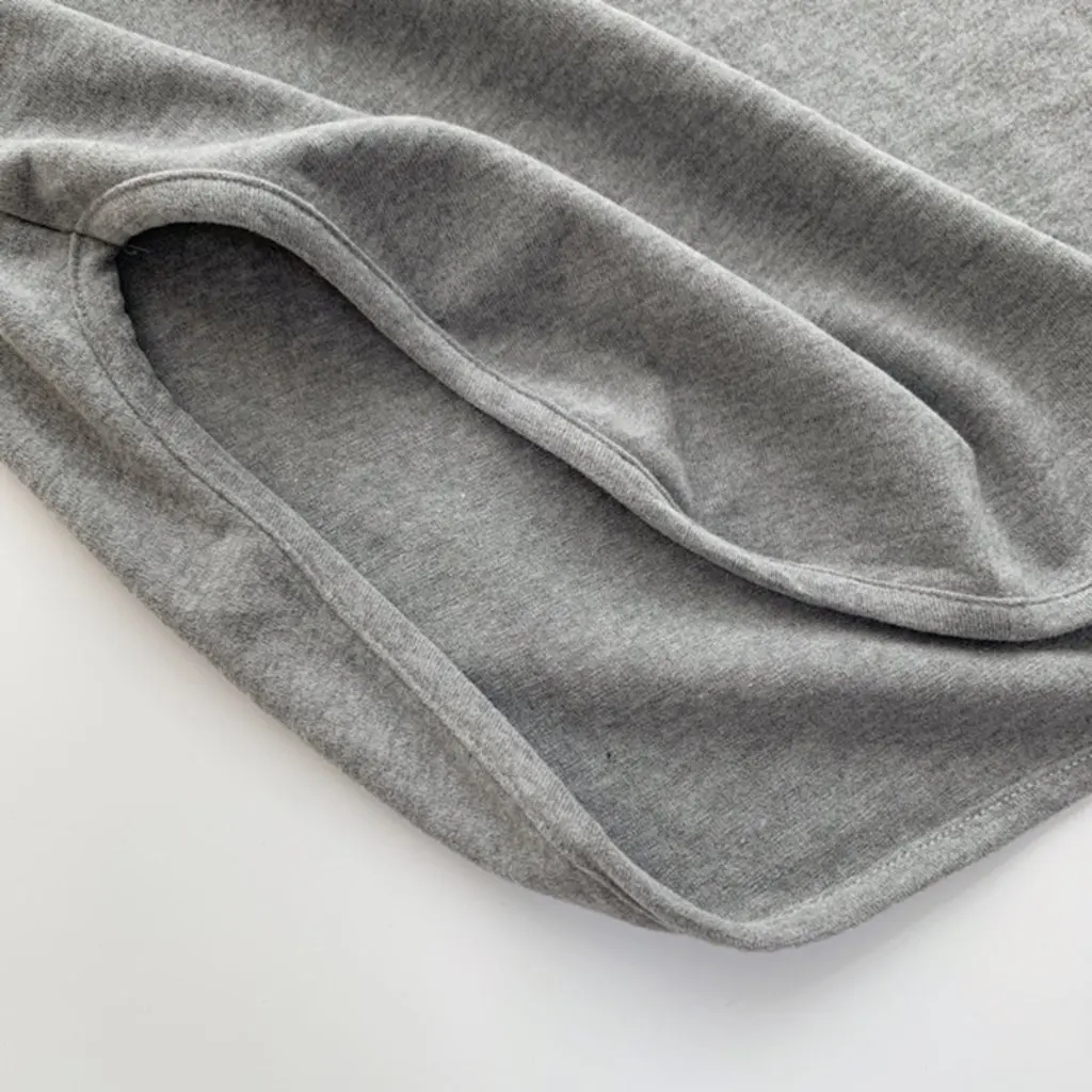 

Женская свободная хлопковая футболка с длинными рукавами больших размеров, базовая рубашка с дуговым подолом, внутренний топ для осени, модная повседневная одежда