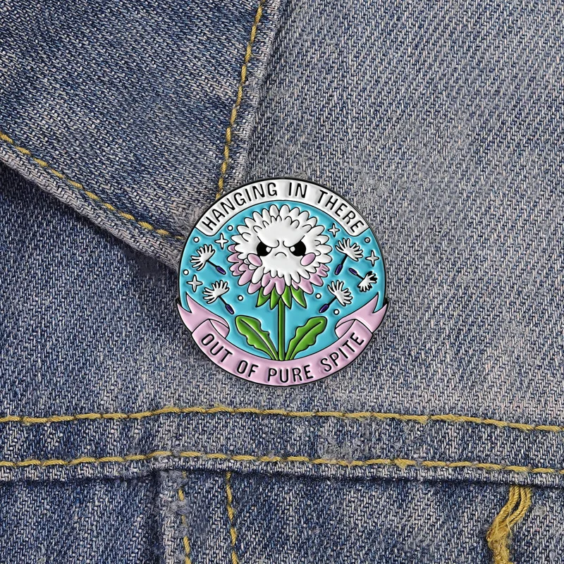 Cute Dandelion Brooch Quirky Expression Design Stubborn Persistence Fun Badge Personalized Decoration Accessories Enamel Pin