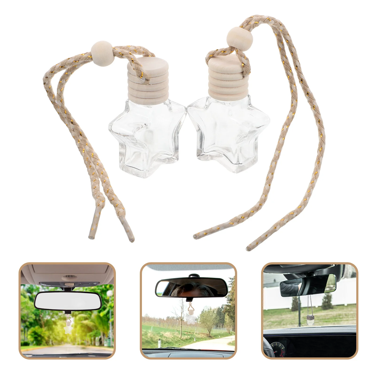 

2Pcs Stylish Thread Design Aromatherapy Car Perfume Diffuser Bottle Empty Freshener for Car Interior Scent Enhancement