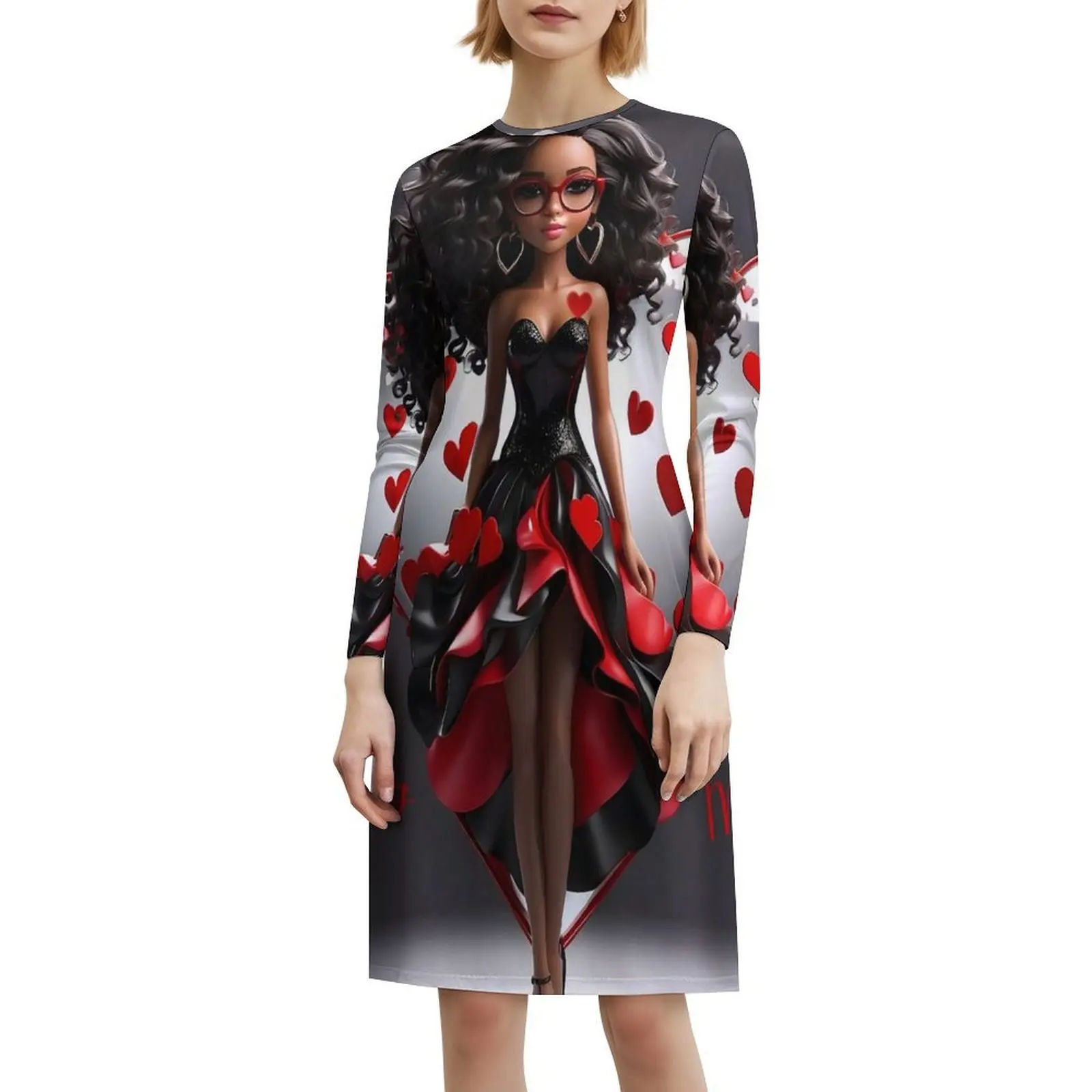 فستان عيد الحب My Love للسيدات الهيب هوب ملابس الشارع الشهير مطبوع عليه رسومات جرافيكية للحفلات والنوادي ملابس عيد الحب ترى ذلك على شكل قلب رومانسي