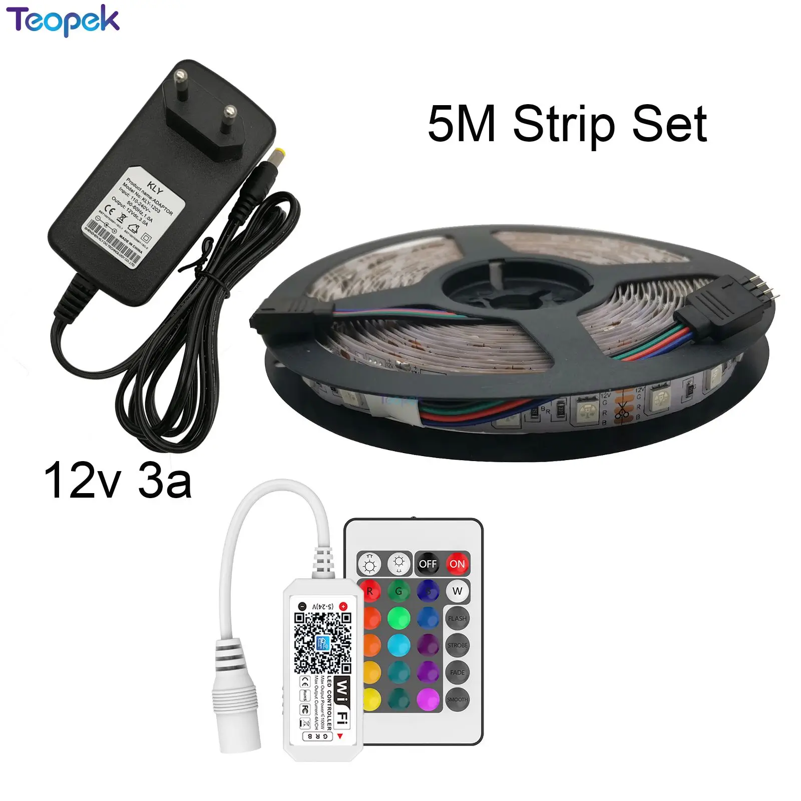 5050 RGB LED Strip Set Flexible LED Tape + Magic home Samart Wifi Controller Alexa Google Home Voice Control+ Power Adapter