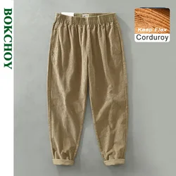Autumn Winter New Vintage Corduroy Pants for Men Clothing 100% Cotton Straight Casual Elastic Waist Pants C3560