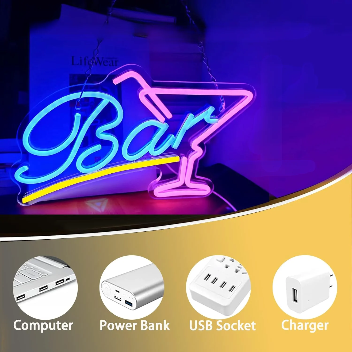 Bar Neon listwa LED lampa neonowa z zasilanym dekoracja baru USB do domu Bistro ślub urodziny do klubu na imprezę dekoracja ściana sklepowa