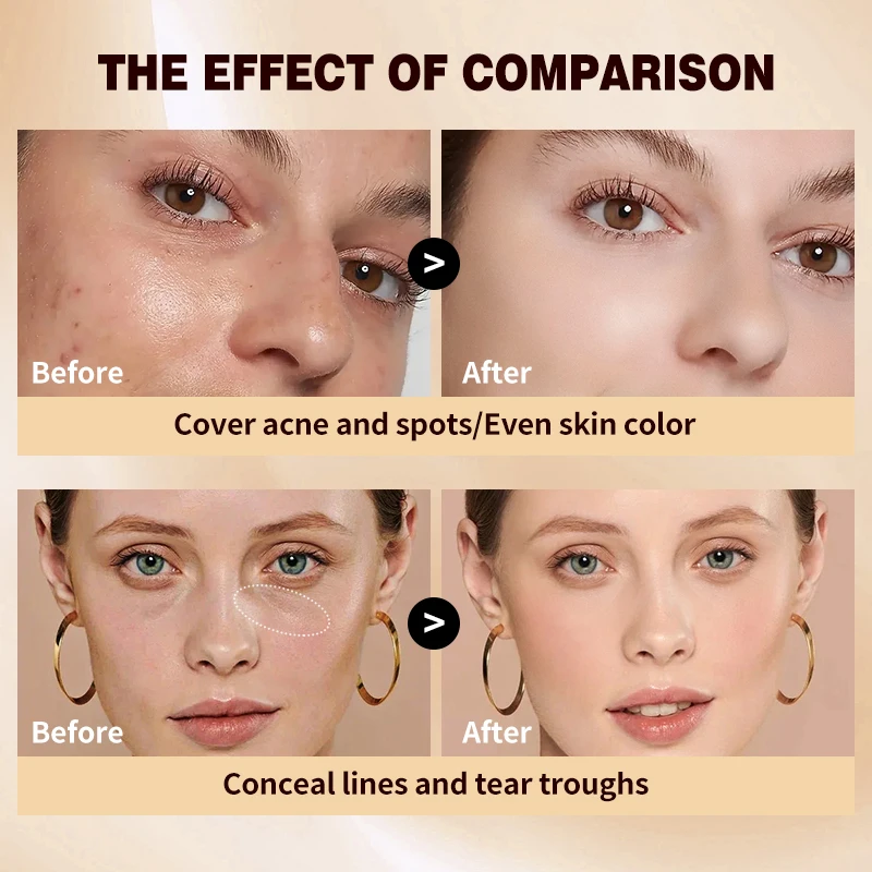1pc 컨실러, 내구성이 뛰어난 방수, 경량, 결함, 검은 눈 서클 및 흉터를 커버하고 완벽한 안색을 보여줍니다.