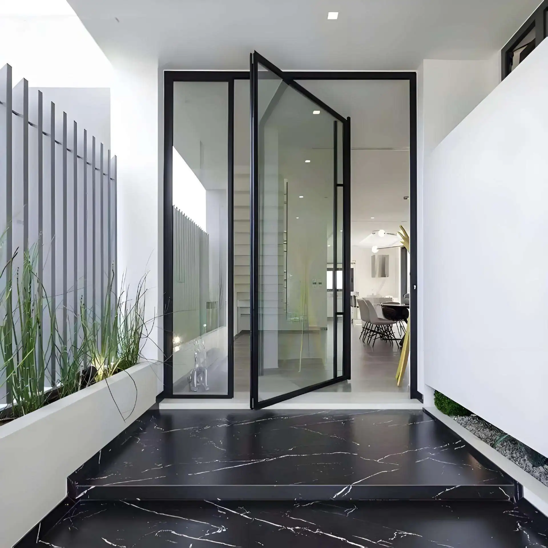 Large Size Narrow Aluminum Frame Tempered Glass Door Fashionable Noise Reduction Revolving Doors Heavy Duty Manual Pivot Doors
