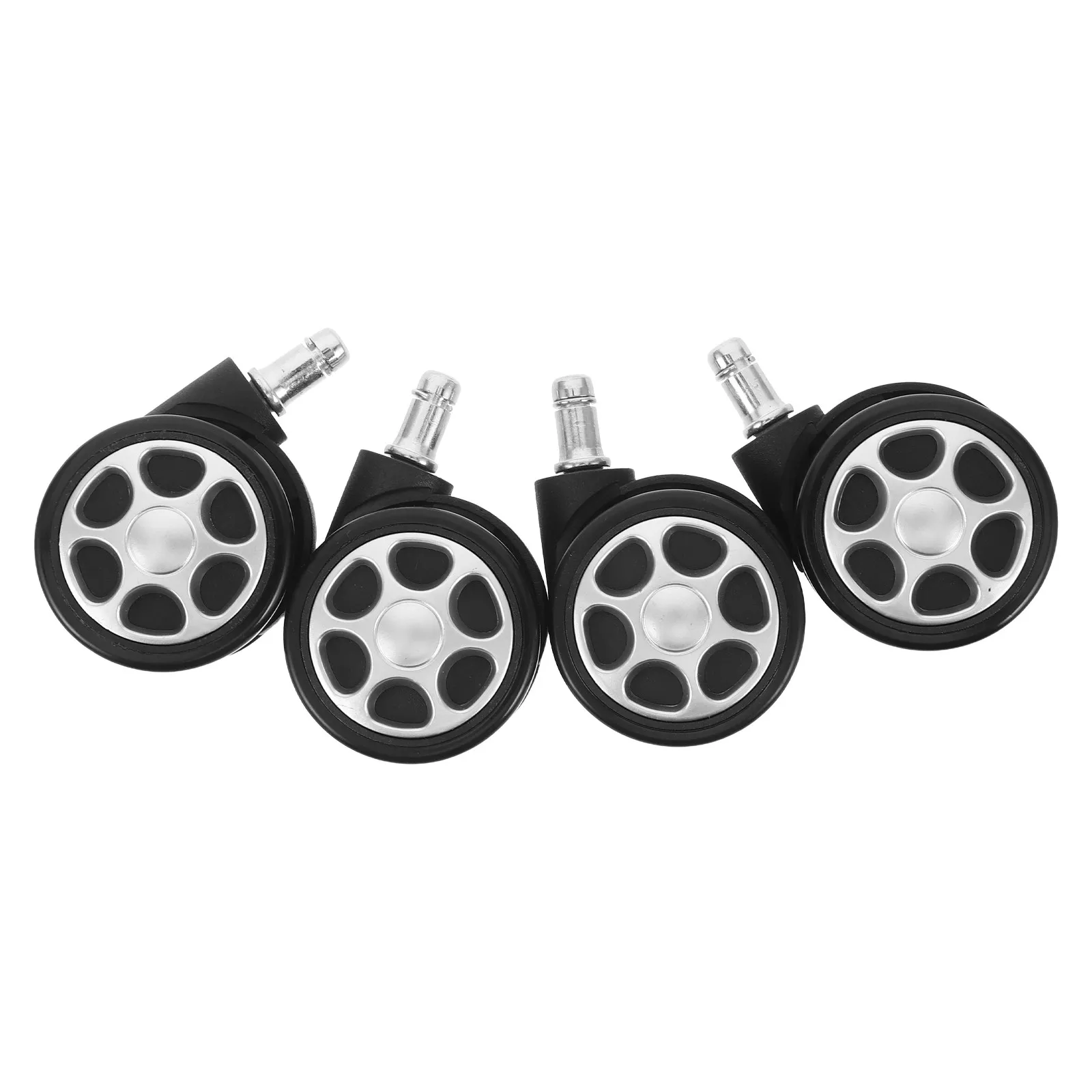 4Pcs Plastic Office Chair Caster Wheels 2.5 Inch Stem Rollers with Gravity Brake Silent Smooth Glide Replacement for Computer