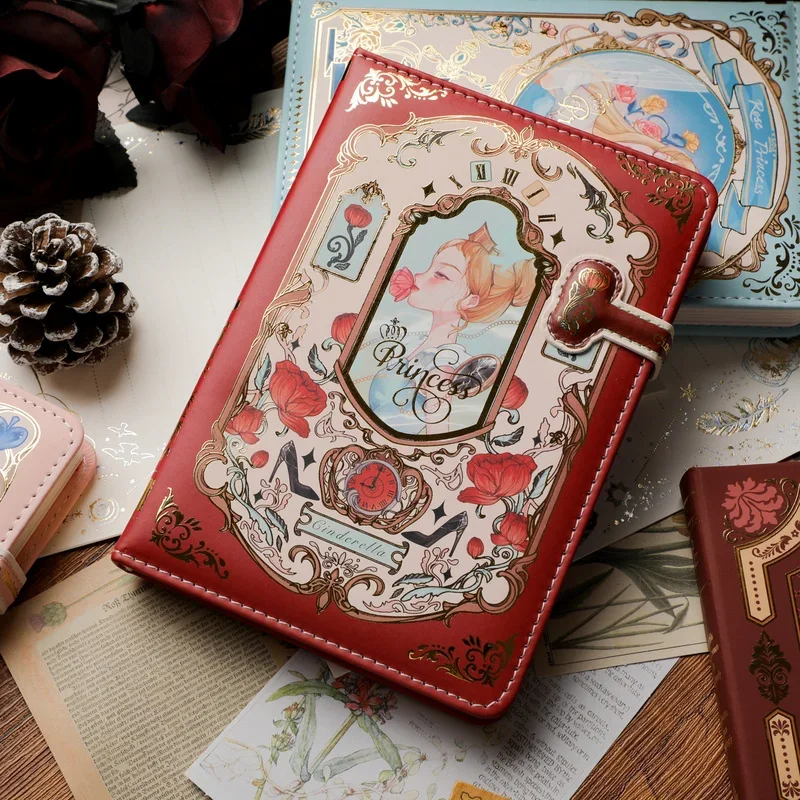 Retro Gothic Notebook Colorful Inner Pages Diary Exquisite Ledger Book For Girls Simple Ins Style Ledger Book Writing Supplies