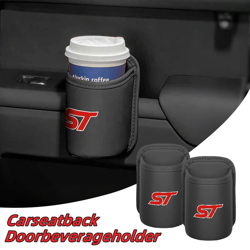 Porta do carro de couro suporte copo organizador armazenamento bin bebida rack suporte copo automático acessórios interiores do carro para ford fiesta focus mk2