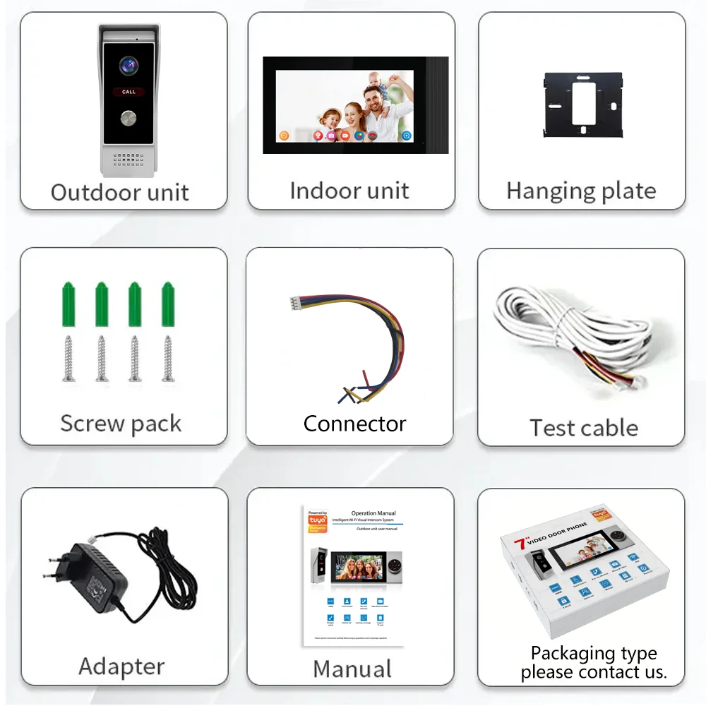 Visiophone à 4 lignes, interphone vidéo, système de contrôle d'accès de sécurité à domicile, sonnette, caméra