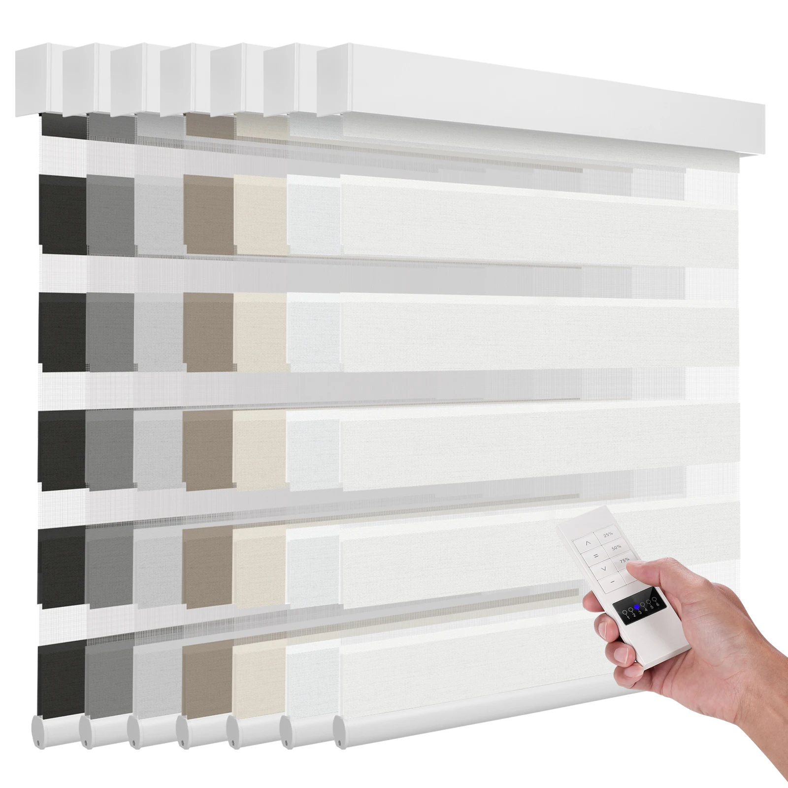 ZSTARR Smart WiFi Google Alexa Controlled Electric Blinds Banded Shade Day Night Blackout Fabric Window Decoration