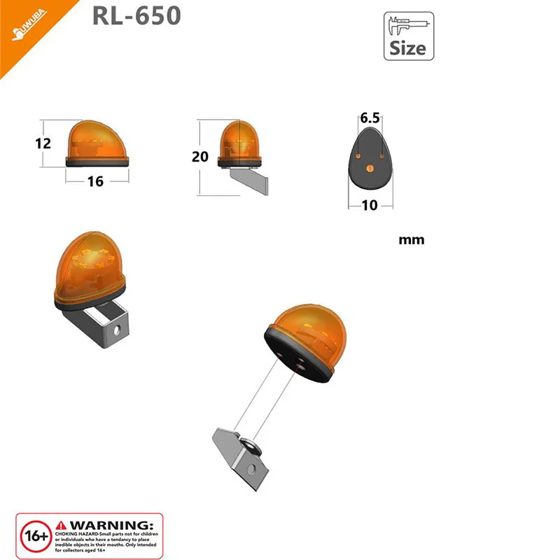 LED 360 Degree Rotating Light Warning Lamp Engineering Lights for 1/14 Excavator Tamiya RC Truck Car