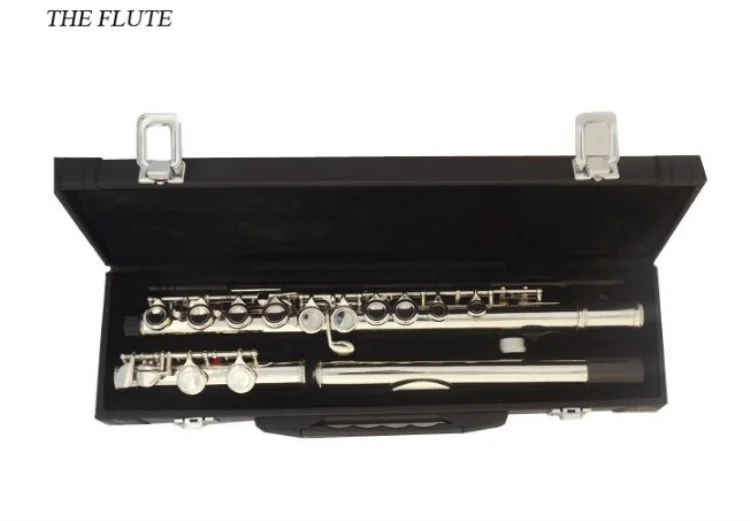 Full Set 16-Key Flute with case Silver Closed Hole C-Key with Nickel-Plated Flute