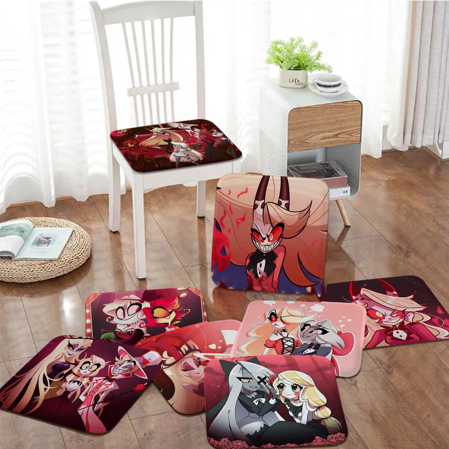 Cartoon H-HazbinS Hotel Cushion Mat Creative Fabric Cushion Non-slip Living Room Sofa Decor Students Stool Tatami Office Chair