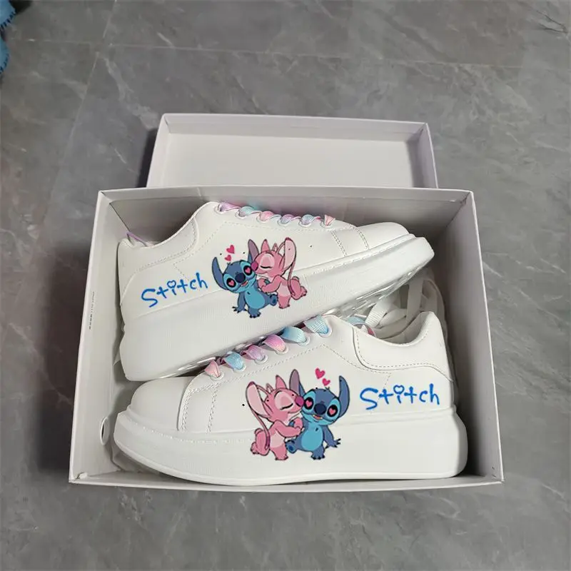 Disney Stitch Shoes Couple Print Board Shoes Anime Stitch Tennis Shoes Cute Winnie Casual Sneakers Kids Stitch Basket Shoes