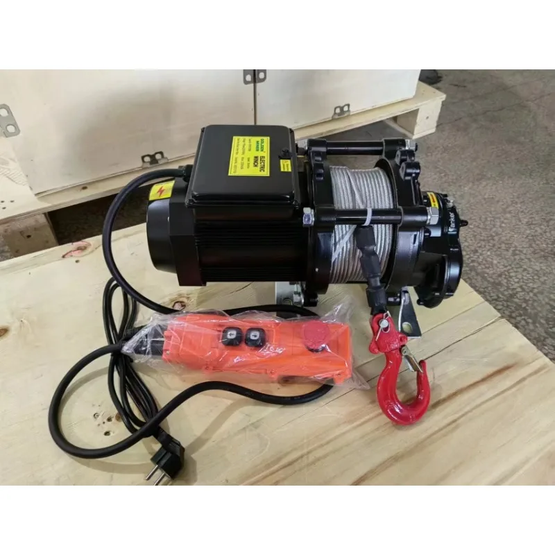 Fast electric winch 220v 60 hz. 400 kg mini winch with 30 m 60 m wire electric hoist for traction and suspension