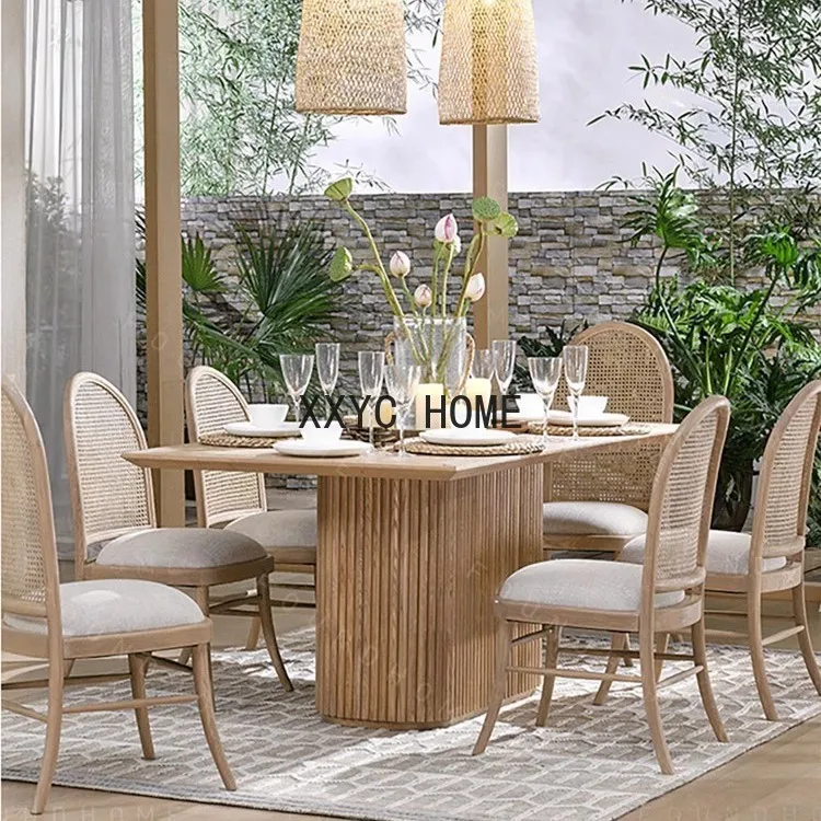 

Скандинавский твердый планшетофон для маленькой квартиры, современный простой обеденный стол из ротанга и стул, комбинированный интернет