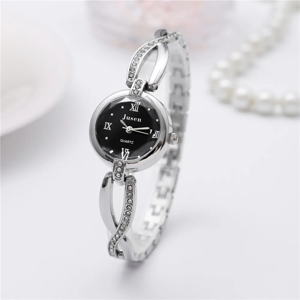 

fashion rhinestone steel baracelet band women quartz watch